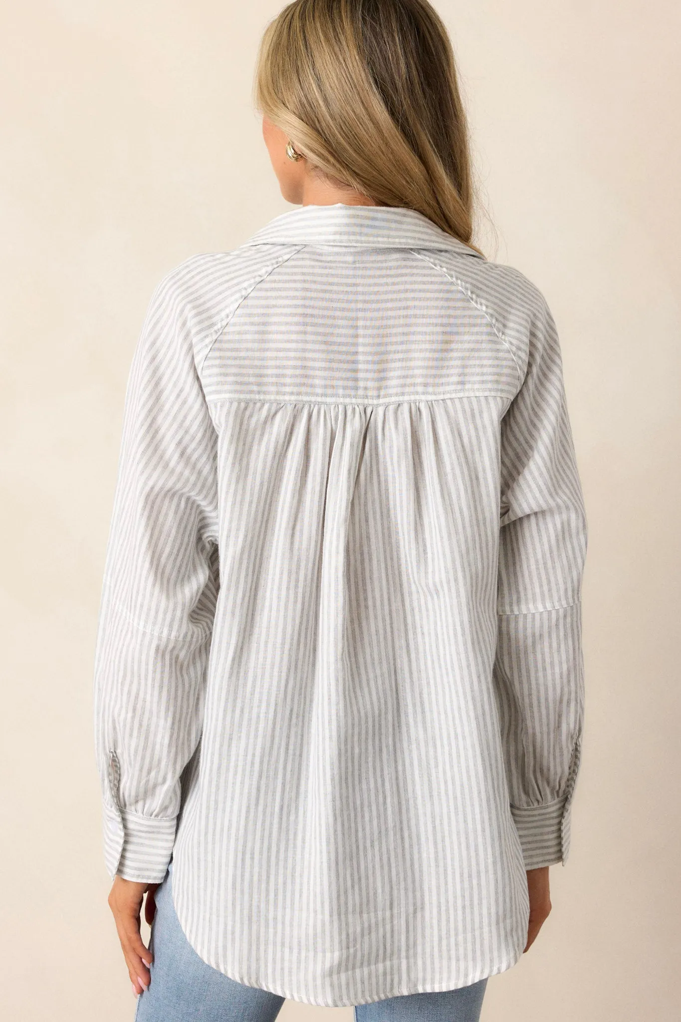 Timeless Flow 100% Cotton Grey Button Front Top