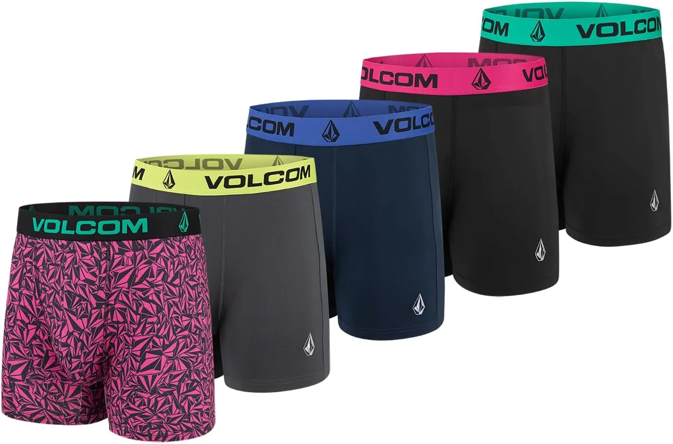 Volcom Mens Boxer Briefs 5 Pack Poly Spandex Performance Boxer Briefs Underwear