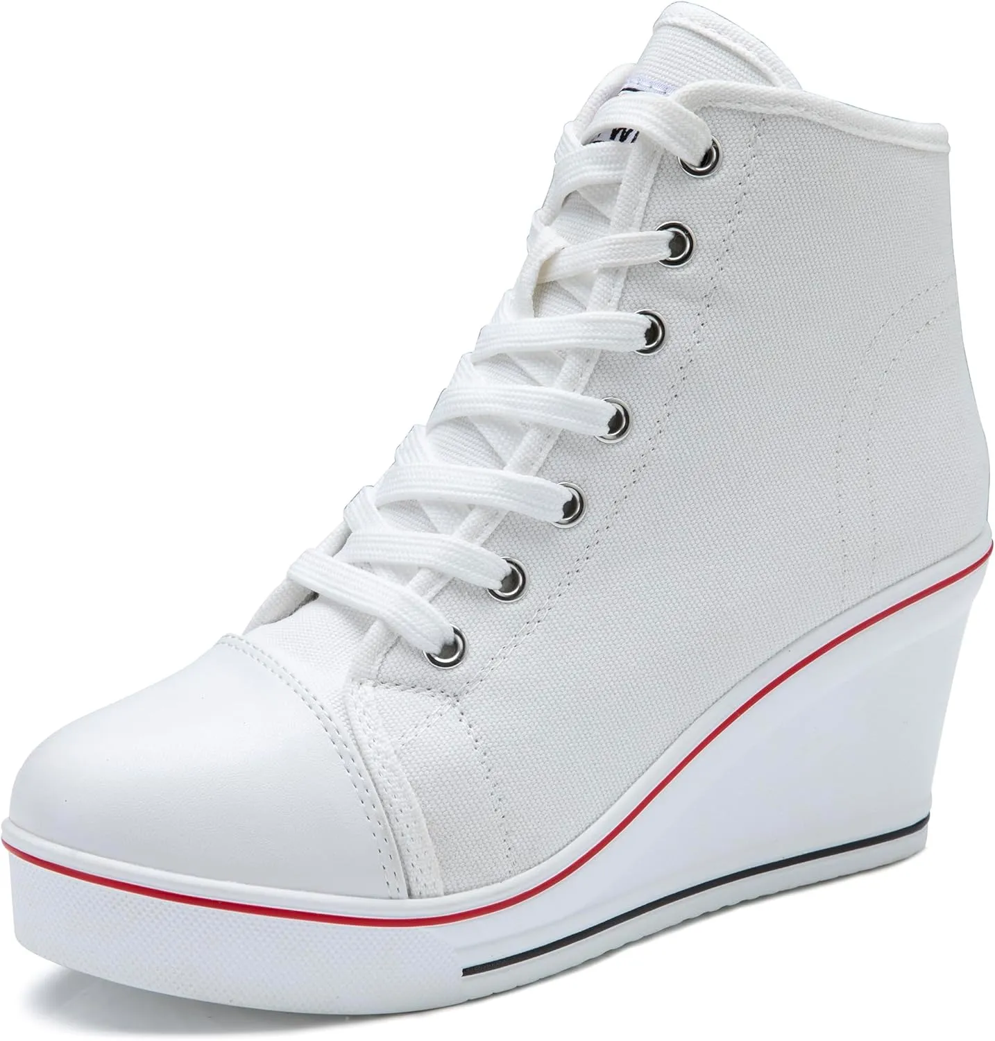 Wedge Sneakers for Women, High Heel Platform High Top Canvas Shoes Lace up Zipper Fashion Sneakers, Tenis Zapatos de Cua Plataforma Tacn para Mujer, Suitbale for Y2K & Harley Quinn Cosplay