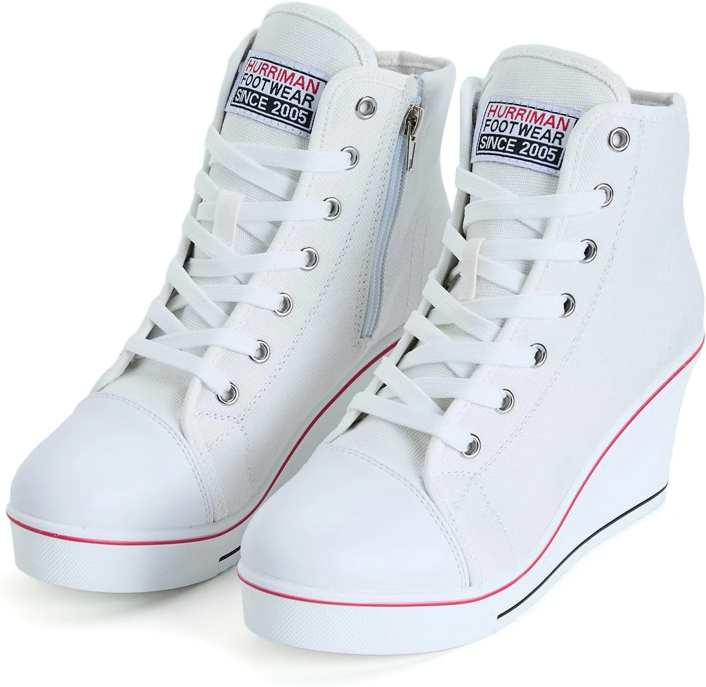 Wedge Sneakers for Women, High Heel Platform High Top Canvas Shoes Lace up Zipper Fashion Sneakers, Tenis Zapatos de Cua Plataforma Tacn para Mujer, Suitbale for Y2K & Harley Quinn Cosplay