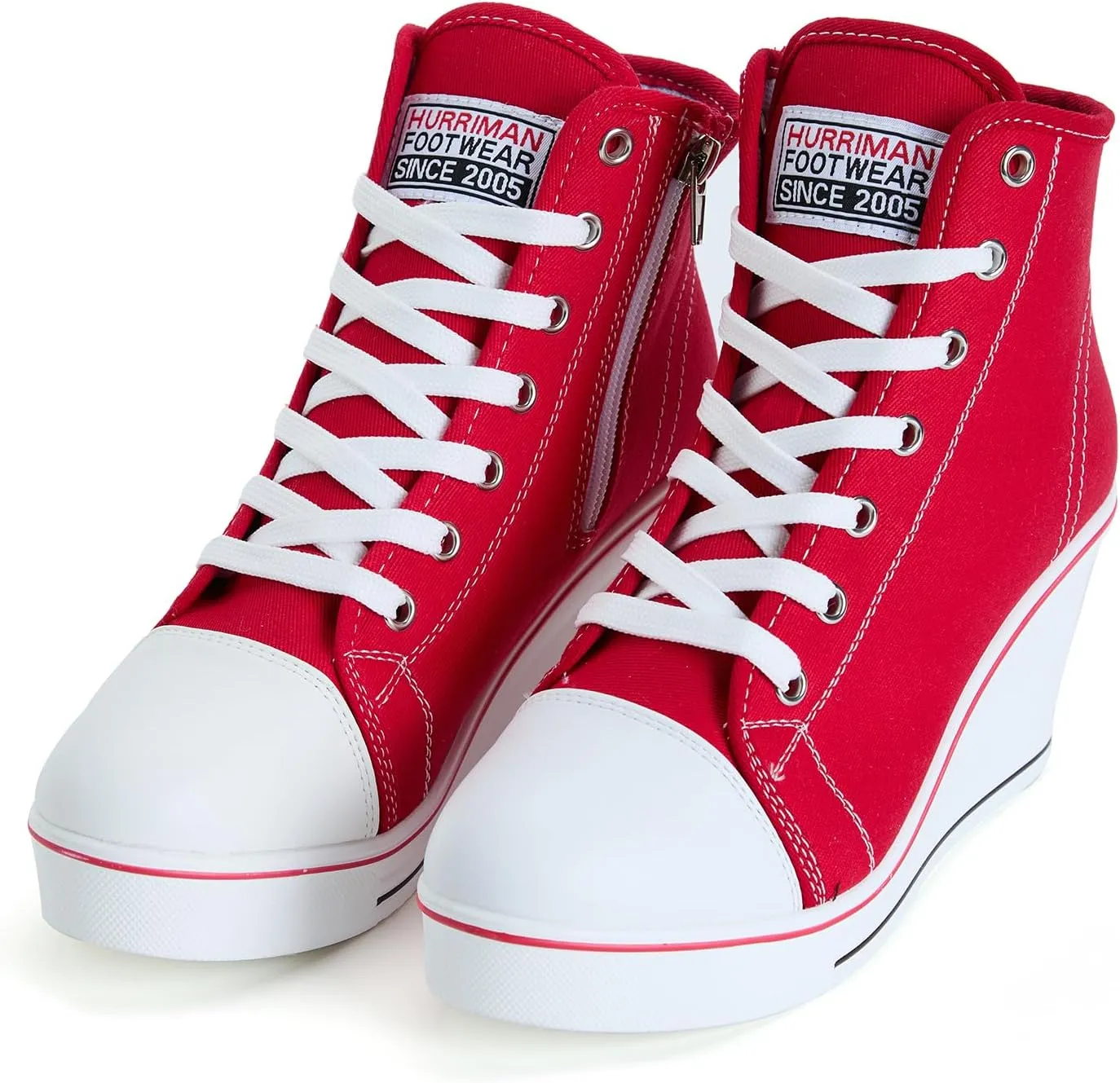 Wedge Sneakers for Women, High Heel Platform High Top Canvas Shoes Lace up Zipper Fashion Sneakers, Tenis Zapatos de Cua Plataforma Tacn para Mujer, Suitbale for Y2K & Harley Quinn Cosplay