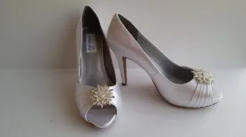 White Wedding Shoes Crystal Burst Design High Heels