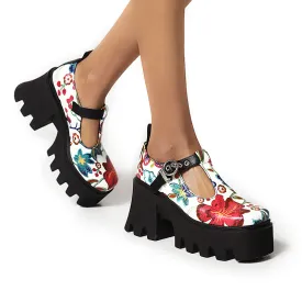 Women's PU Leather Pumps / Alternative Style Mixed Color Platform Shoes with Flower Print