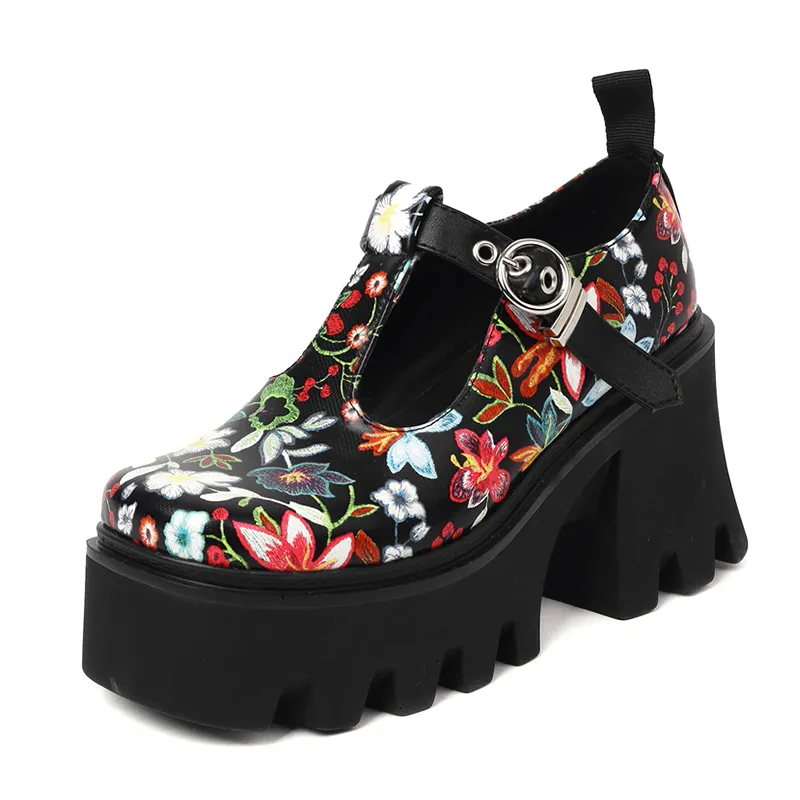 Women's PU Leather Pumps / Alternative Style Mixed Color Platform Shoes with Flower Print