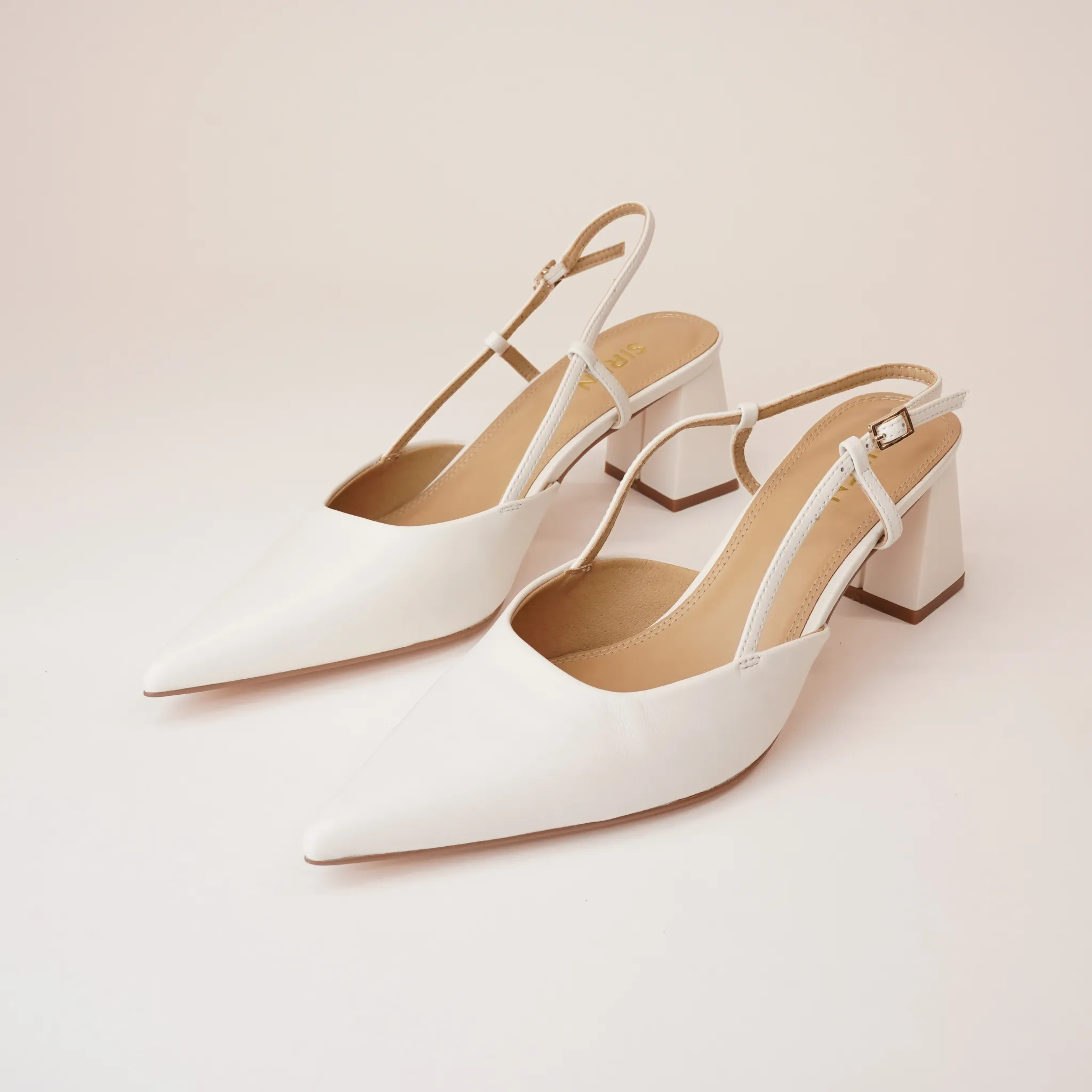 Yasmin Chalk Leather Heels