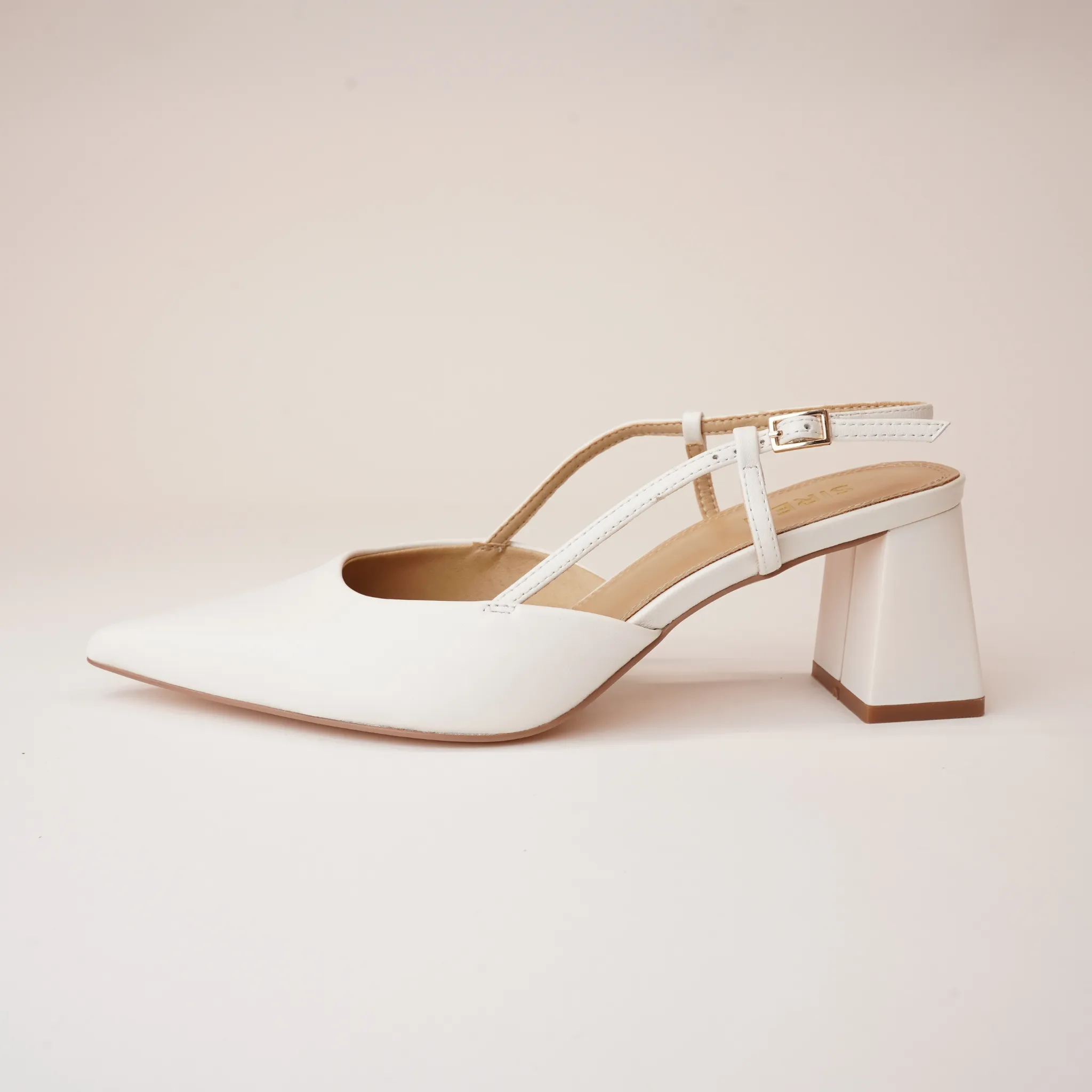 Yasmin Chalk Leather Heels